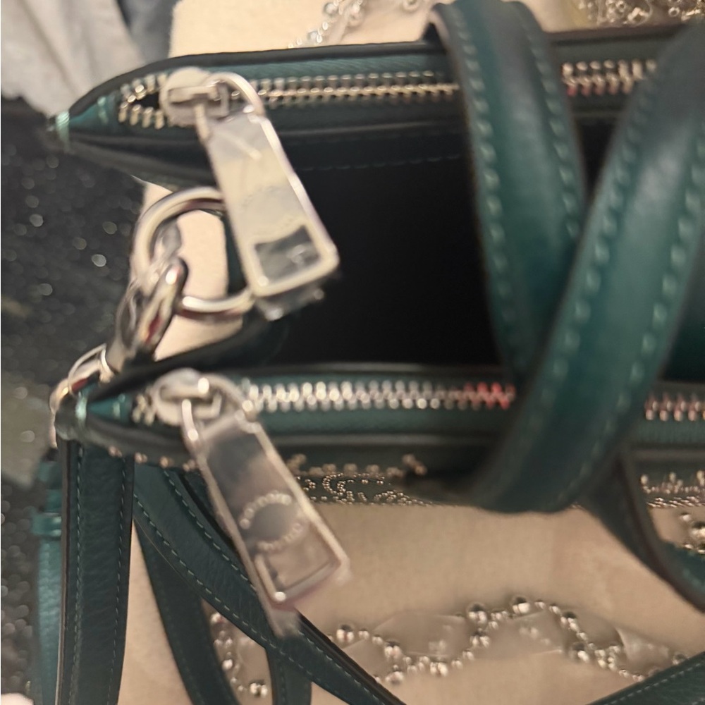 NWOT COACH leather bag COACH rivet Nina small tote shoulder bag. Emerald Green. - Picture 7 of 10